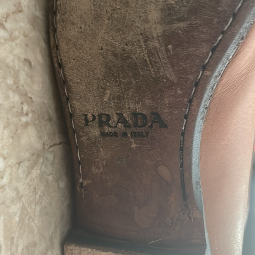 Prada Men’s Cognac Leather Slip On Loafers 8.5 - Picture 12 of 15